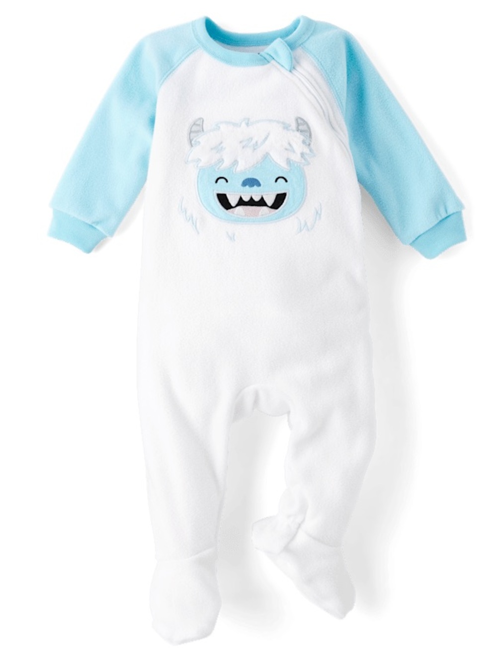 NWT Baby Yeti Microfleece Footed One Piece Pajamas - White and Blue (read)